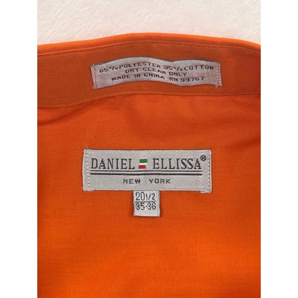 Daniel Ellissa Mens Orange Button Down Dress Shirt 20.5 35-36 Big and Tall Solid - Picture 2 of 7